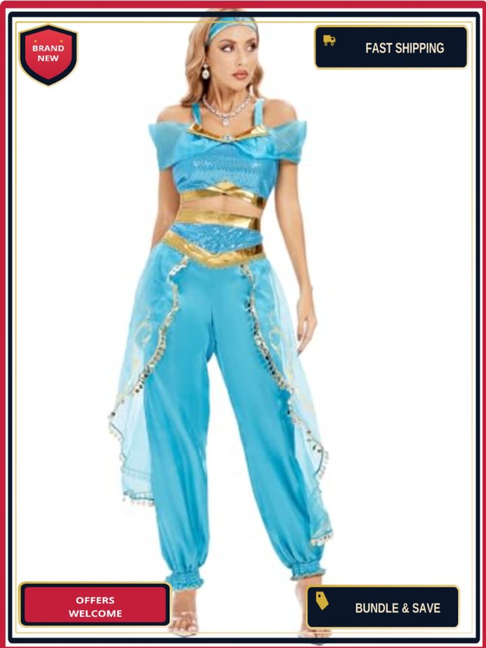 Women's Princess Costume Dress Up Outfit Pretend Play Party Cosplay Two-Piece